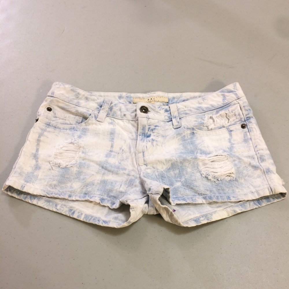 Forever 21 acid washed distressed jean shorts